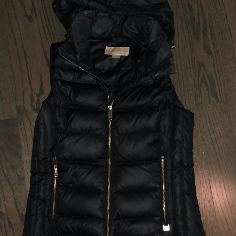 Michael Kors black hooded puffer vest